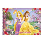 Caderno Desenho E Cartografia Espiral 80 Folhas Princesas - Estampas Sortidas