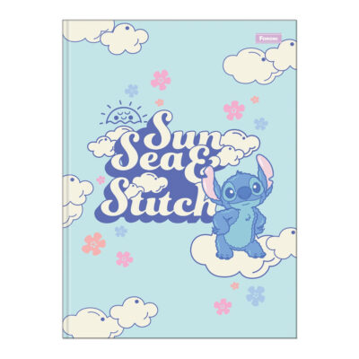 Caderno Brochura Costurado Sem Mola Colegial Médio Capa Dura 80 Folhas Stitch - Estampas Sortidas