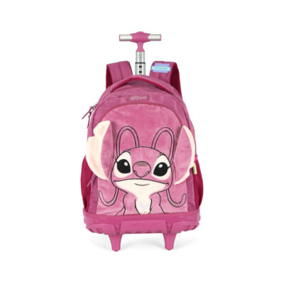 Mochila Com Rodinhas Stitch Plush - Azul