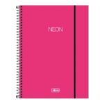 Caderno Espiral Universitário Grande Capa Plástica 80 Folhas Neon - Rosa