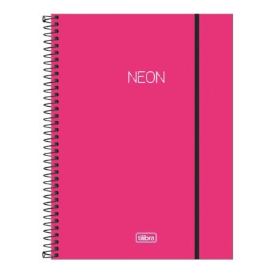 Caderno Espiral Universitário Grande Capa Plástica 80 Folhas Neon - Rosa