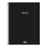 Caderno Espiral Universitário Grande Capa Plástica 160 Folhas 10 Matérias Neon - Preto