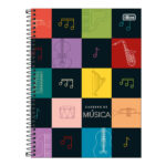 Caderno Espiral Universitário Grande Capa Dura 80 Folhas Música - Estampas Sortidas