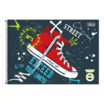 Caderno De Desenho E Cartografia Espiral 80 Folhas Pepper - Estampas Sortidas