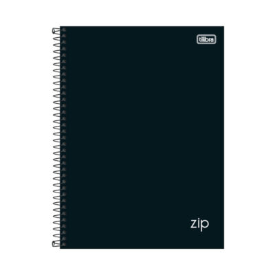 Caderno Espiral Universitário Grande Capa Dura 256 Folhas 16 Matérias Zip - Preto