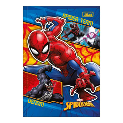 Caderno 1/4 Pequeno Brochura Costurado Sem Mola Capa Dura 80 Folhas Spider-Man – Estampas Sortidas