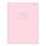 Caderno Brochura Costurado Sem Mola Universitário Grande Capa Dura 80 Folhas Happy - Cores Sortidas