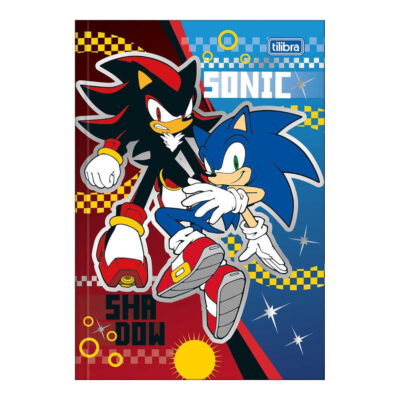Caderno 1/4 Pequeno Brochura Costurado Sem Mola Capa Dura 80 Folhas Sonic - Estampas Sortidas