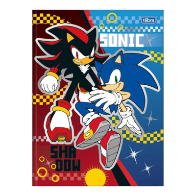 Caderno Brochura Costurado Sem Mola Universitário Grande Capa Dura 80 Folhas Sonic - Estampas Sortid