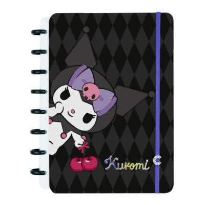 Caderno Inteligente 1/4 A5 Pequeno Espiral Com 80 Folhas Kuromi - Preto