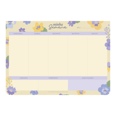 Bloco Week 52 Folhas Amor Perfeito - Minha Semana