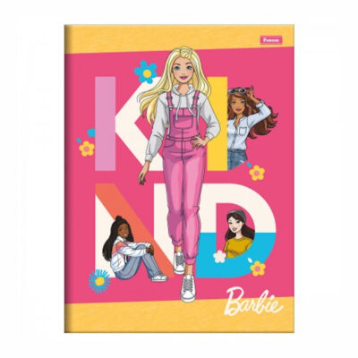 Caderno 1/4 Pequeno Brochura Costurado Sem Mola Capa Dura 48 Folhas Barbie – Estampas Sortidas