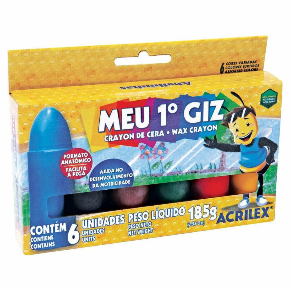 GizÃo De Cera Com 6 Cores - Meu Primeiro Giz GizÃo De Cera Com 6 Cores - Meu Primeiro Giz
