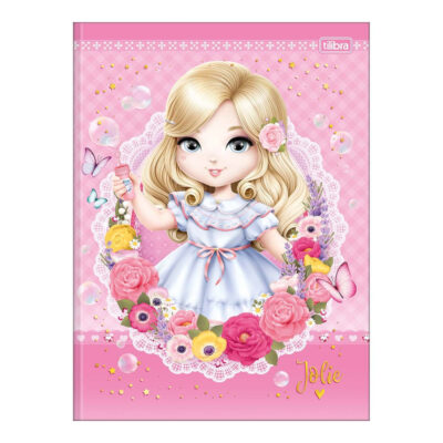 Caderno Brochura Costurado Sem Mola Universitário Grande Capa Dura 48 Folhas Jolie - Estampas Sortid