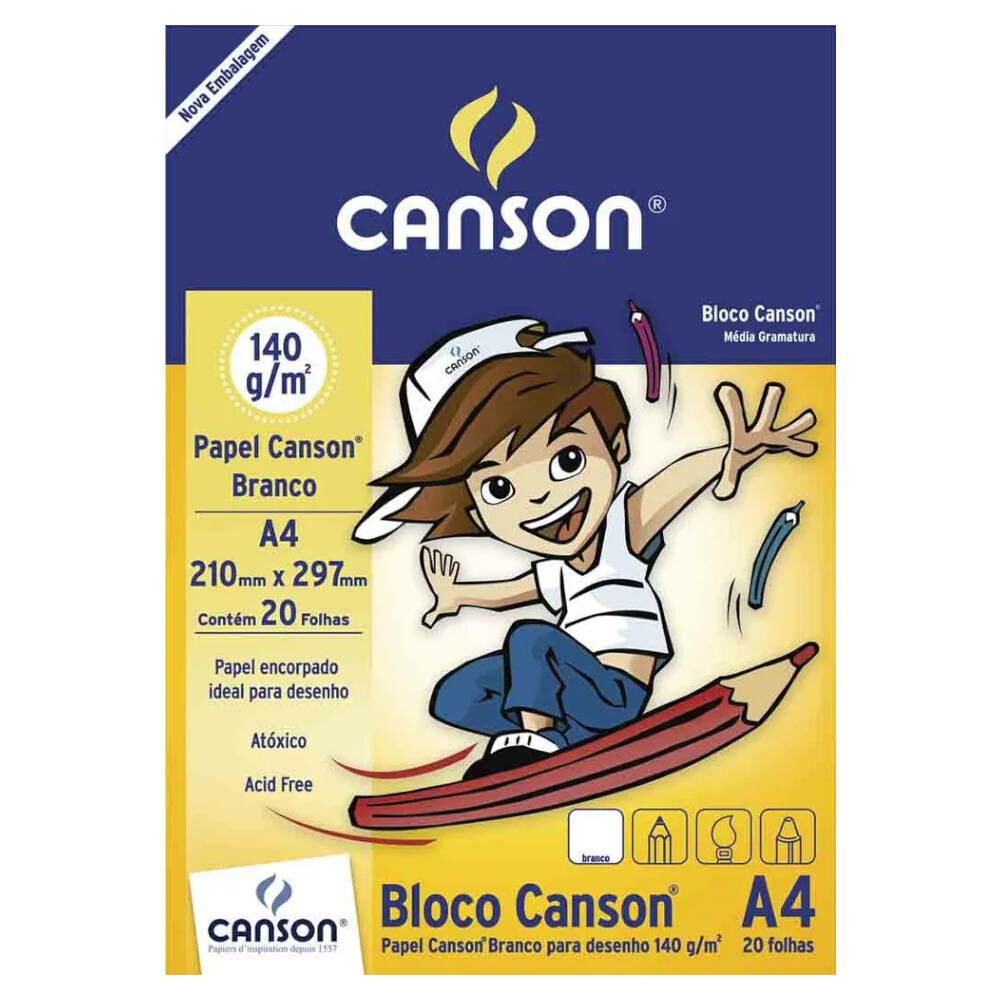 Bloco Desenho A4 Com 20 Folhas 140g - Branco Bloco Desenho A4 Com 20 Folhas 140g - Branco