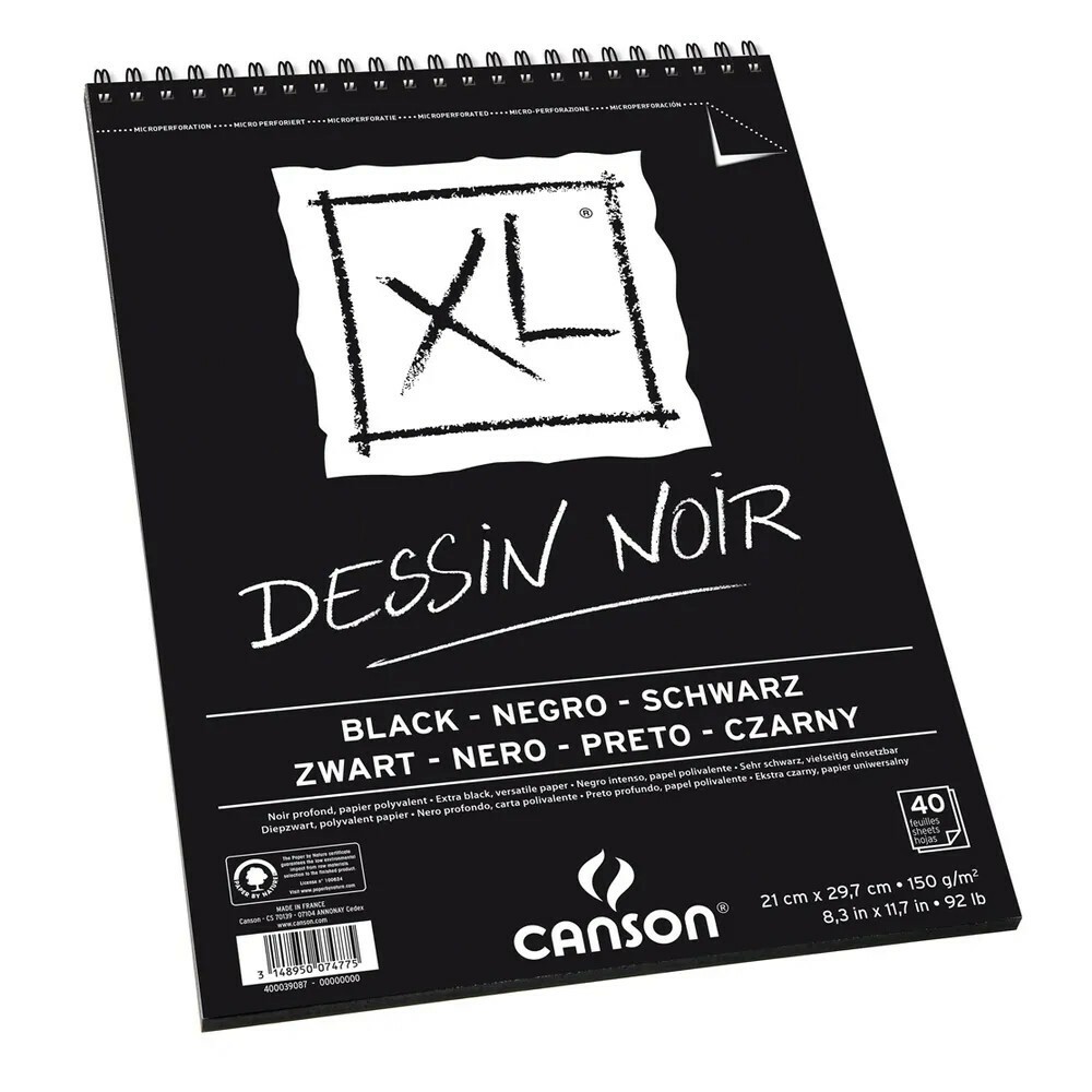 Bloco Espiral xl Dessin Noir A4 Com 40 Folhas - Preto Bloco Espiral xl Dessin Noir A4 Com 40 Folhas - Preto