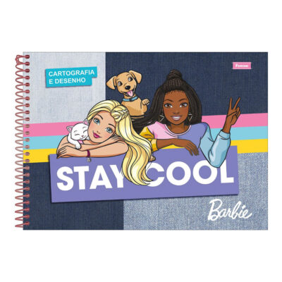 Caderno De Desenho/Cartografia Espiral 80 Folhas Barbie - Estampas Diversas