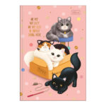Caderno 1/4 Pequeno Brochura Costurado Sem Mola Capa Dura 80 Folhas Purrfect Cats - Estampas Sortida