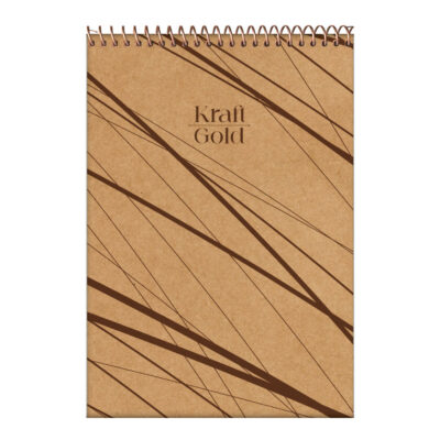Bloco Espiral Capa Dura Alto Com 80 Folhas Kraft Gold – Estampas Sortidas
