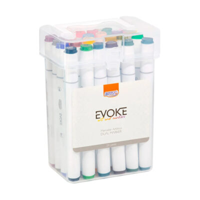 Marcador Artístico Evoke Dual Marker Com 24 Cores Marcador Artístico Evoke Dual Marker Com 24 Cores