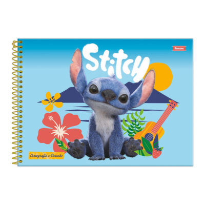 Caderno De Desenho/Cartografia Espiral 80 Folhas Stitch - Estampas Diversas