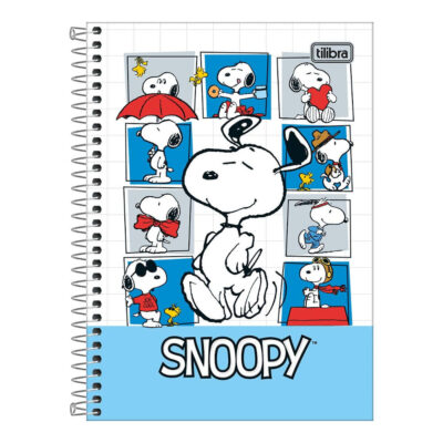 Caderno 1/4 Pequeno Espiral Capa Dura 80 Folhas Snoopy - Estampas Sortidas