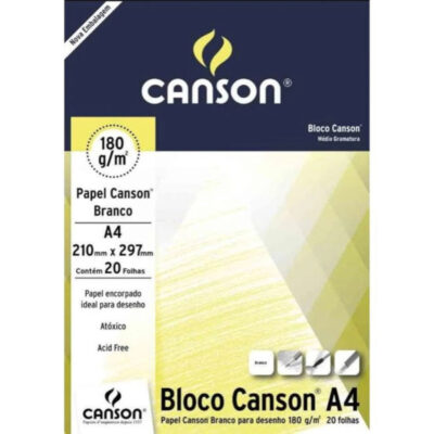 Bloco Desenho A4 Com 20 Folhas 180g - Branco