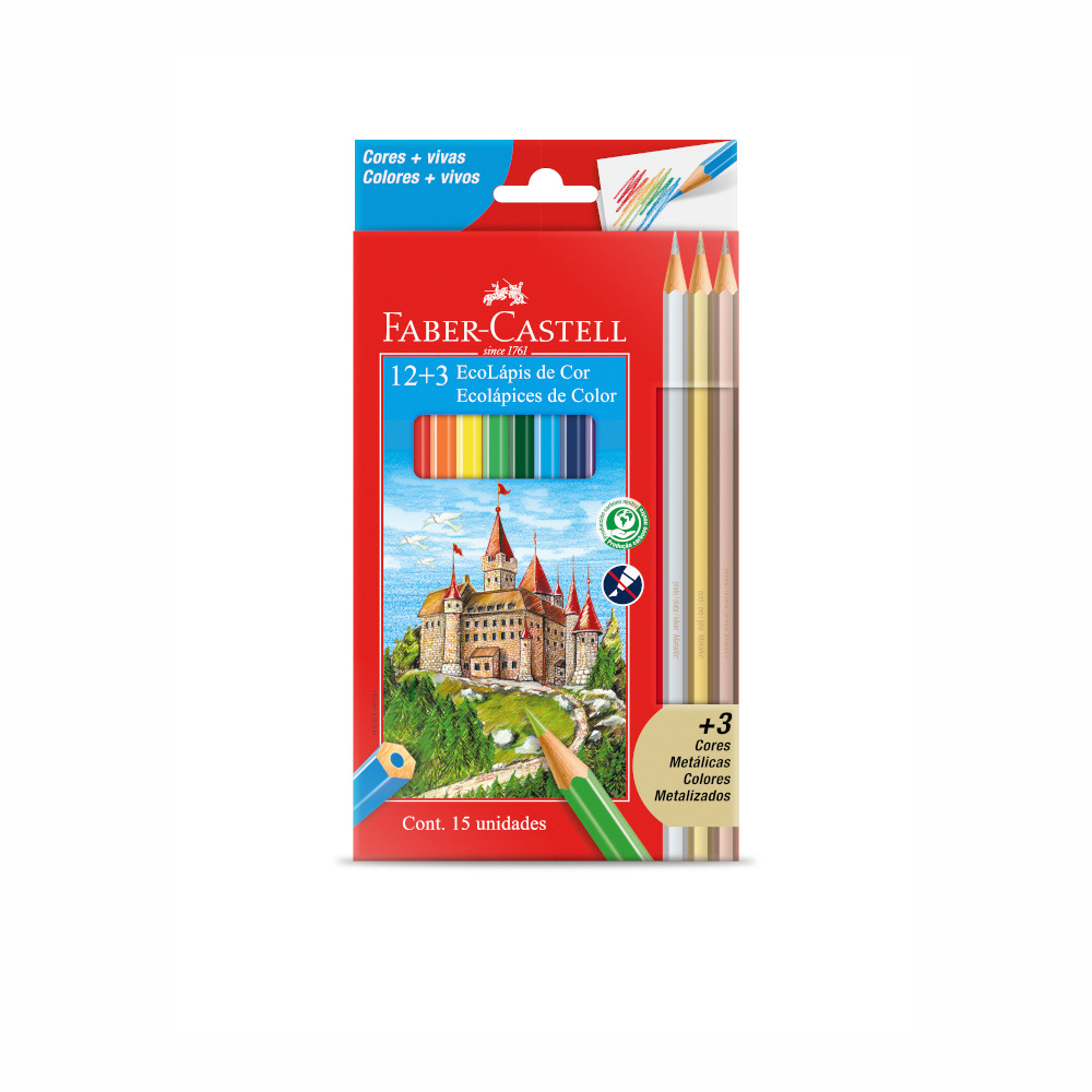 Lápis De Cor Ecolápis Com 12 Cores + 3 metálicos Lápis De Cor Ecolápis Com 12 Cores + 3 metálicos