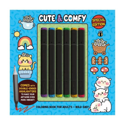 Cute E Comfy - Coloring Book For Adults - Capa Azul