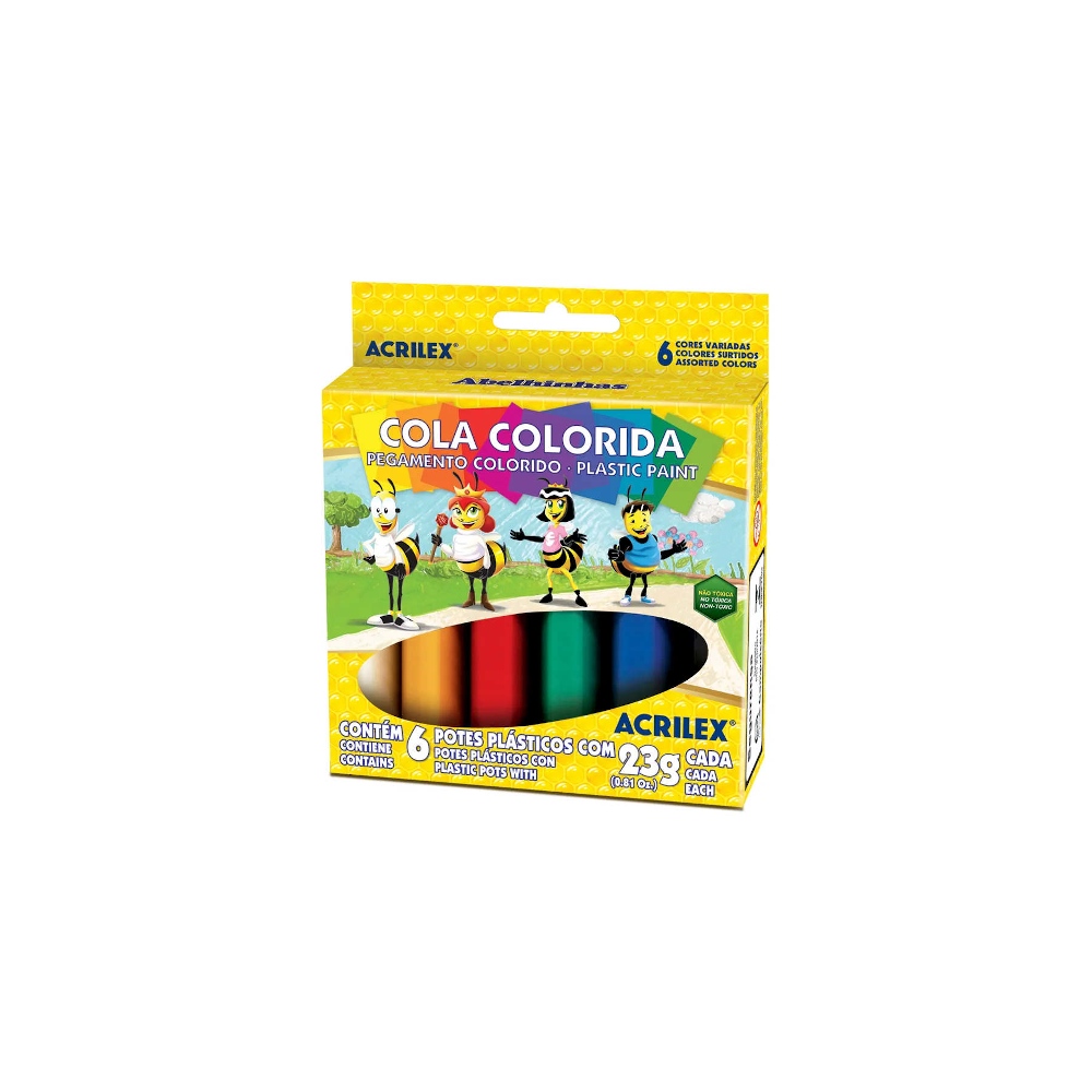 Cola Colorida Com 6 Cores Cola Colorida Com 6 Cores
