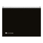 Caderno Espiral Sketchbook Académie 50 Folhas Sem Linha Capa Plástica - Preto