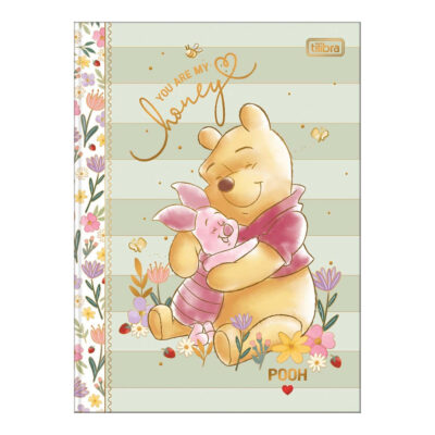 Caderno Brochura Costurado Sem Mola Colegial Médio Capa Dura 80 Folhas Pooh - Estampas Sortidas