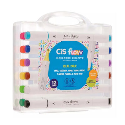 Marcador Criativo Flow Com 12 Cores