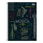 Caderno Espiral Universitário Grande Capa Dura 80 Folhas Música - Estampas Sortidas