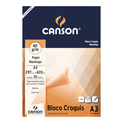 Bloco Croquis Manteiga A3 Com 50 Folhas 40g/M² - Creme