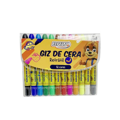 Giz De Cera Retrátil - Com 12 Cores