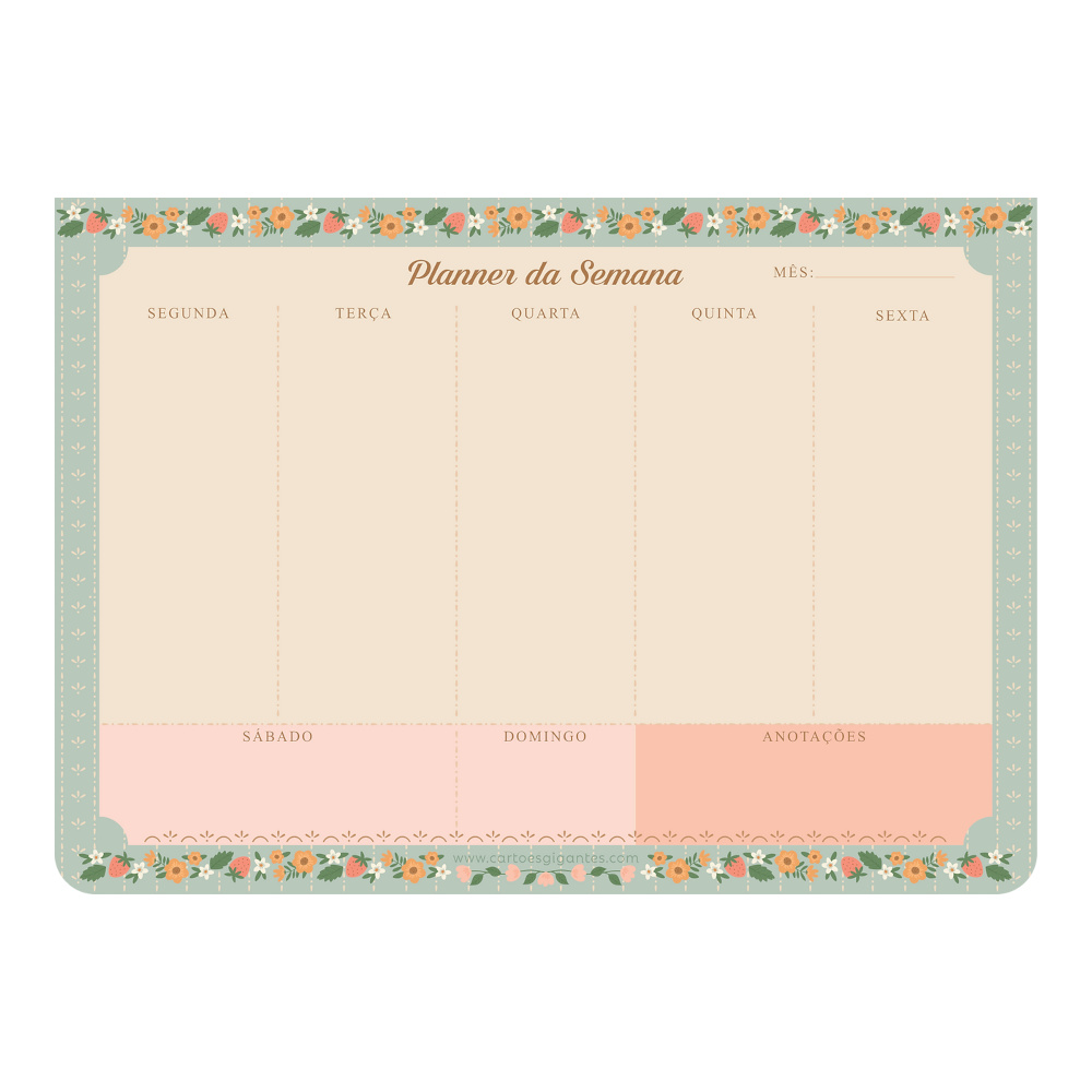 Bloco Week 52 Folhas Jolie - Planner Da Semana Bloco Week 52 Folhas Jolie - Planner Da Semana