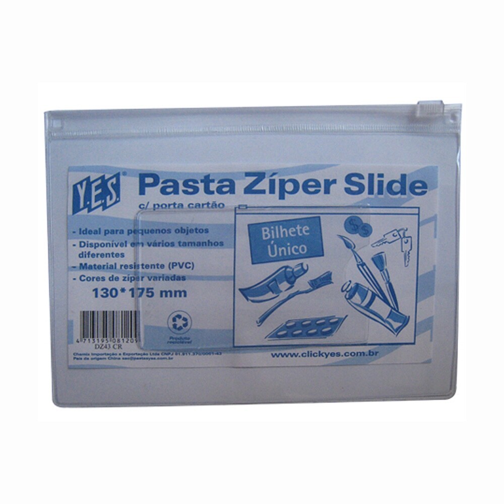 Pasta Com Ziper E Porta CartÃo 130x175mm - Incolor Pasta Com Ziper E Porta CartÃo 130x175mm - Incolor