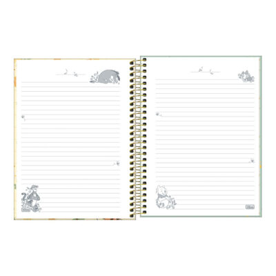 Caderno Espiral Colegial Médio Capa Dura 80 Folhas Pooh – Estampas Sortidas