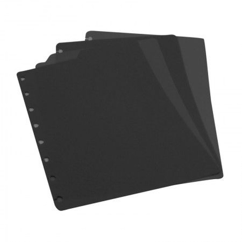 Divisória Com Aba Para Caderno 1/4 A5 Com 4 Unidades - Preto/Incolor Divisória Com Aba Para Caderno 1/4 A5 Com 4 Unidades - Preto/Incolor