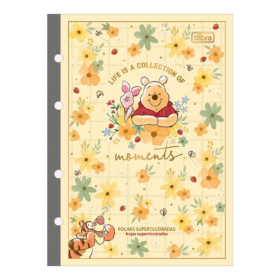 Bloco Refil Tiliflex Fichário Caderno Argolado Colegial 4 Furos 80 Folhas - Pooh