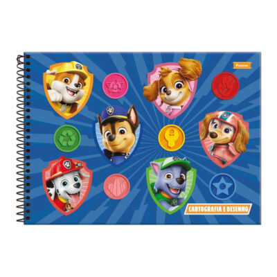 Caderno De Desenho/Cartografia Espiral 80 Folhas Patrulha Canina - Estampas Sortidas