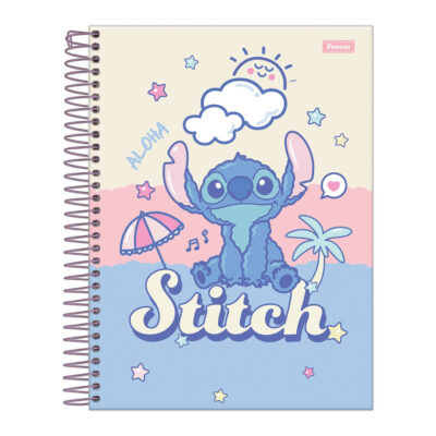 Caderno Colegial Papel De Carta Capa Dura 80 Folhas Stitch - Estampas Sortidas