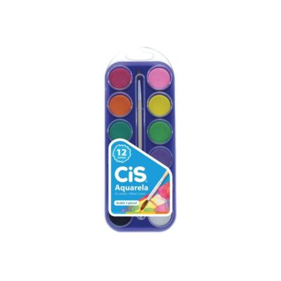 Aquarela Pastilha Com 12 Cores