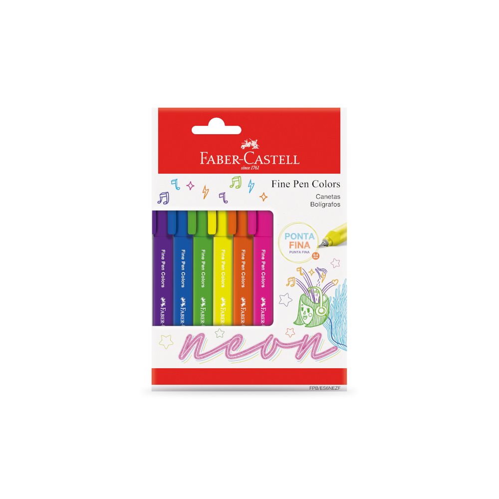 Caneta Fine Pen Colors Neon - Com 6 Cores Caneta Fine Pen Colors Neon - Com 6 Cores