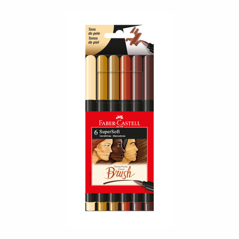 Kit Canetinhas Brush Supersoft Ponta Pincel Com 6 Cores - Tons De Pele Kit Canetinhas Brush Supersoft Ponta Pincel Com 6 Cores - Tons De Pele