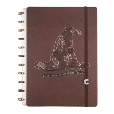 Caderno Inteligente 1/4 A5 Pequeno Espiral Com 80 Folhas - Harry Potter Chapéu Seletor - Marrom