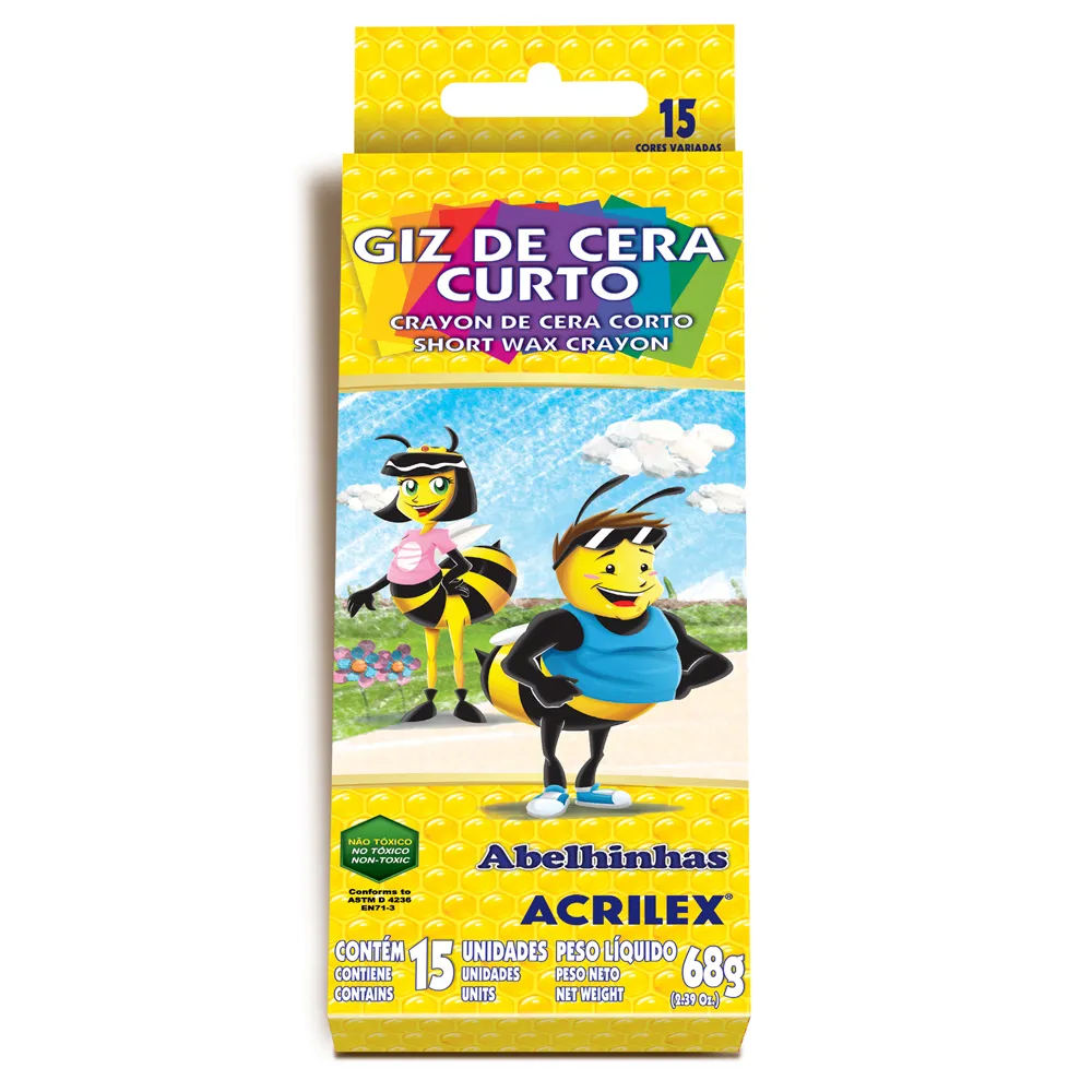 Giz De Cera Curto Com 15 Cores Giz De Cera Curto Com 15 Cores