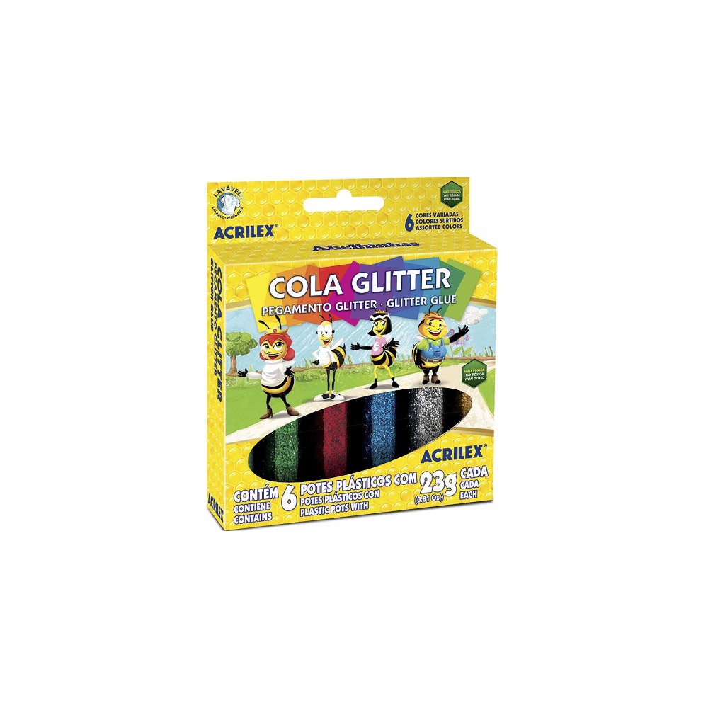 Cola Gliter Com 6 Cores Cola Gliter Com 6 Cores