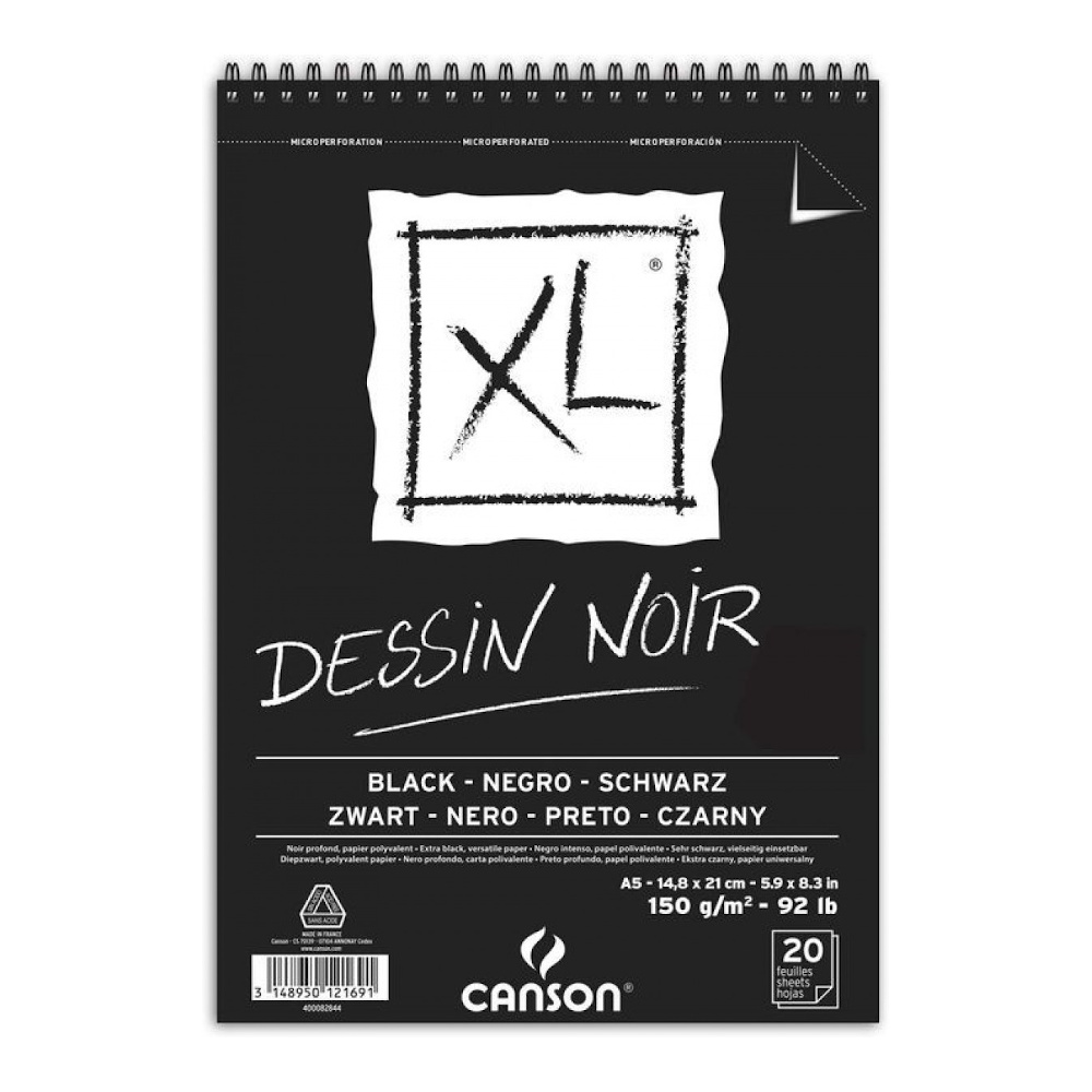 Bloco Espiral xl Dessin Noir A5 Com 20 Folhas - Preto Bloco Espiral xl Dessin Noir A5 Com 20 Folhas - Preto